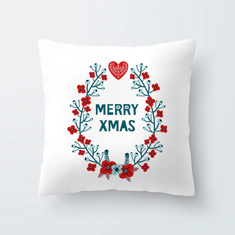 5 Квадратная льняная наволочка с надписью «Merry Christmas», наволочка с изображением Санта-лося и колокольчика для домашнего дивана, Рождественский Декор - Цвет: 5