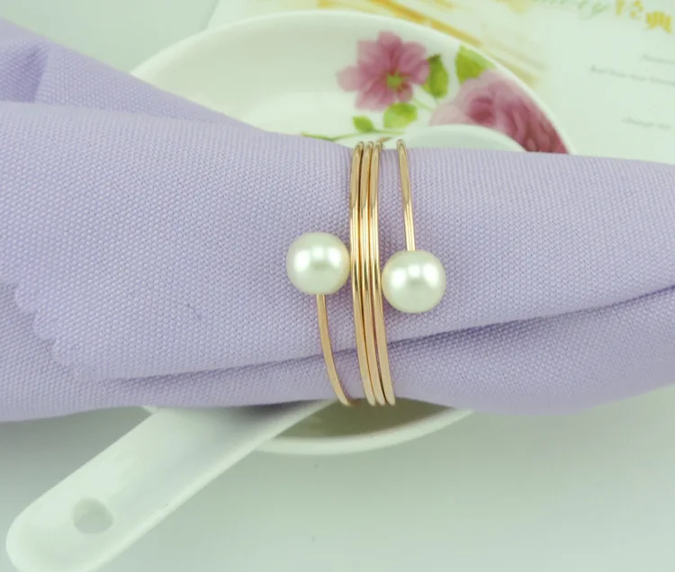 2pcs/lot Elegant Wedding Napkin Rings Pearl Metal Buckle Holder Christening Bangle Party Decor. ME 042 | Дом и сад