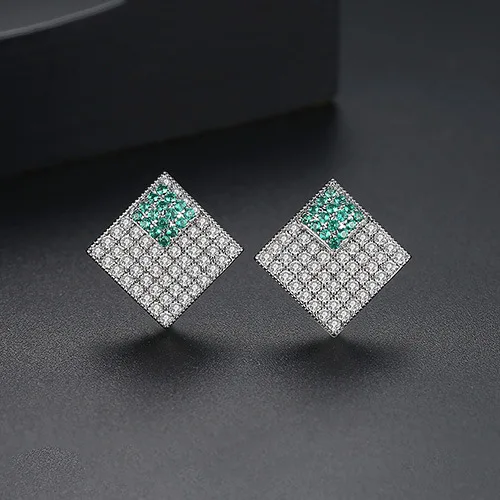 White Green Lukeni элегантные микро-инкрустация объемное освещение Циркон квадратные серьги для женщин модные ювелирные изделия - Окраска металла: White Green