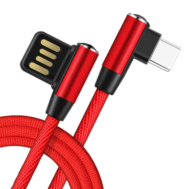 Type C Red 90 градусов USB быстрая зарядка кабель для iPhone 5 6 6s 7 8 для iPad type C кабель зарядного устройства микро-usb L Тип кабель для передачи данных для мобильного телефона - Цвет: Type C Red