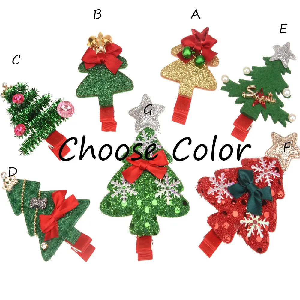 Choose Color 3 шт. новогодняя елка Цветок аксессуары рождественские аксессуары для волос модная Заколка-пряжка бант для волос красная лента заколка для волос DIY аксессуар - Цвет: Choose Color
