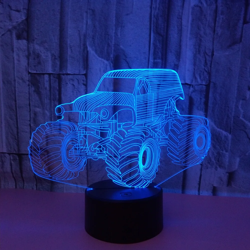 Креативная 3d цветная Ночная лампа трактор Сенсорная с дистанционным управлением