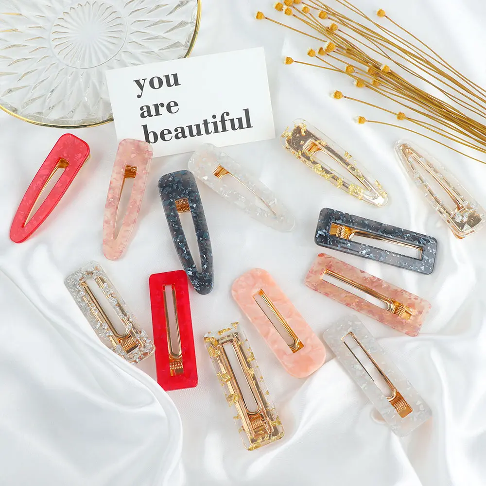 1 шт. акриловые полые капли прямоугольные блестящие заколки для волос Оловянная