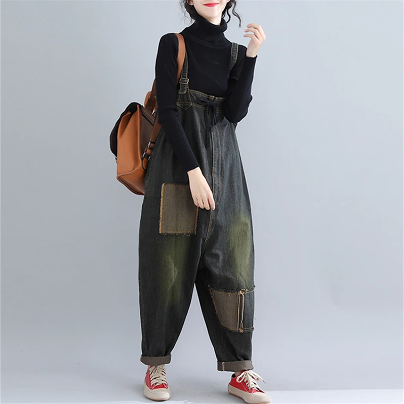 Джинсы с заплатками и дырками Сезон осень зима Новые литературные комбинезоны в