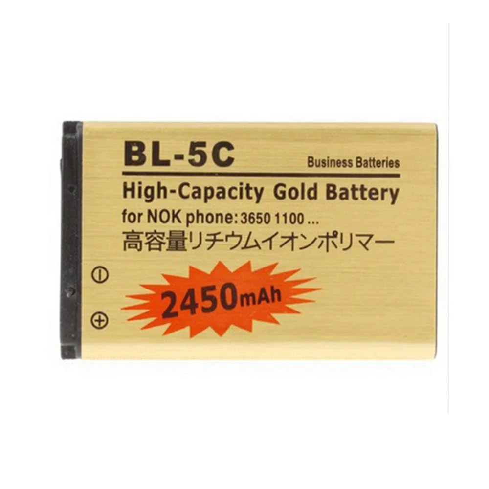 Аккумулятор высокой емкости BL5C 50 шт./Лот Золотая батарея аккумулятор для Nokia 1000 1010