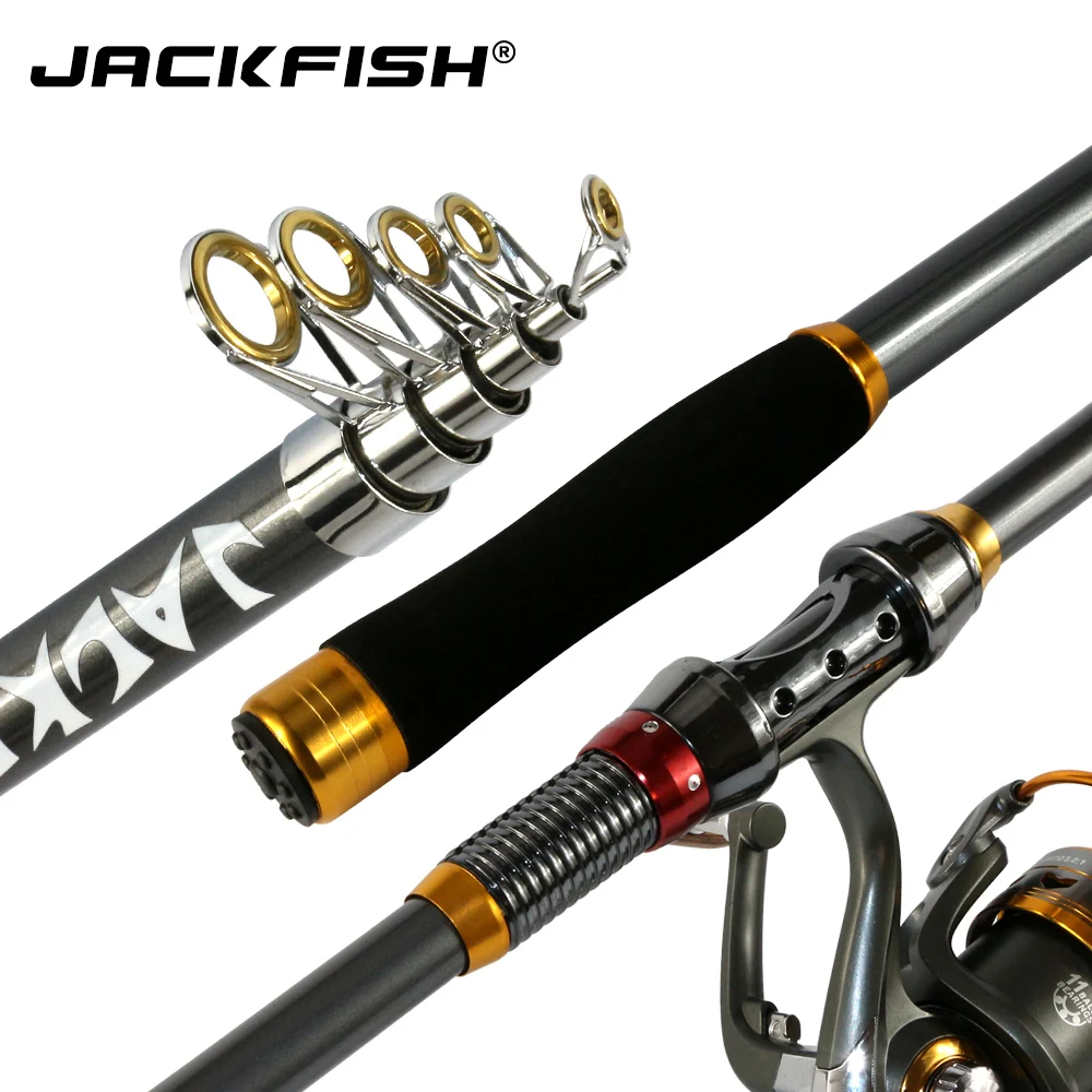 JACKFISH Высококачественная телескопическая удочка из углеродного волокна для морской ловли карпа спиннинговое удилище pesca 2,1/2,4/2,7/3,0 м