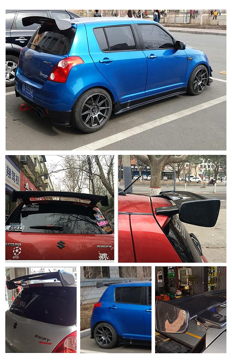 Подходит для SUZUKI SWIFT 3d модифицированный задний спойлер из углеродного волокна| |