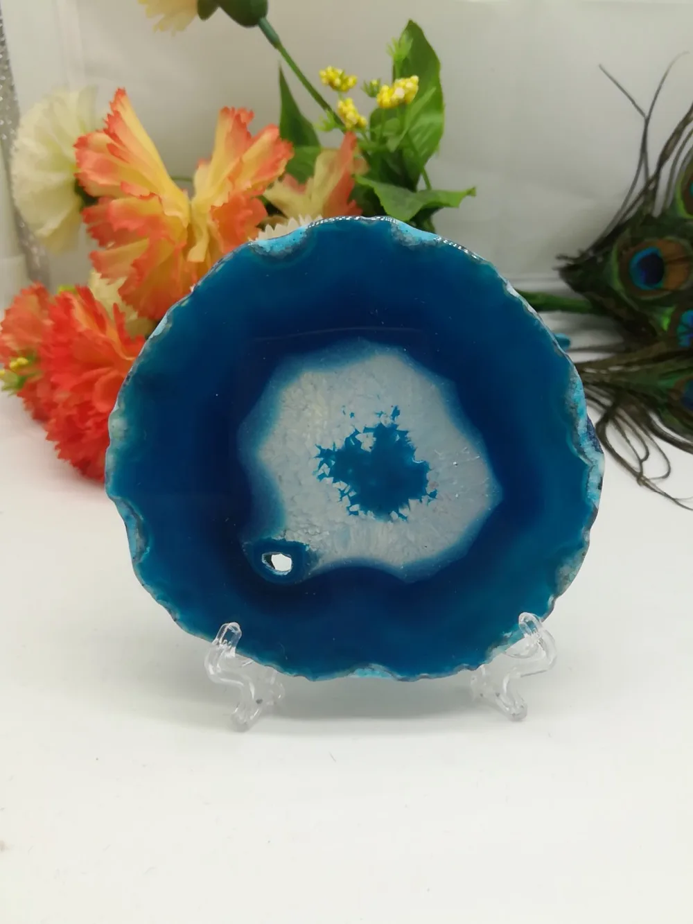 Grand agate bleue Geode поли хрустальный кварц | Дом и сад