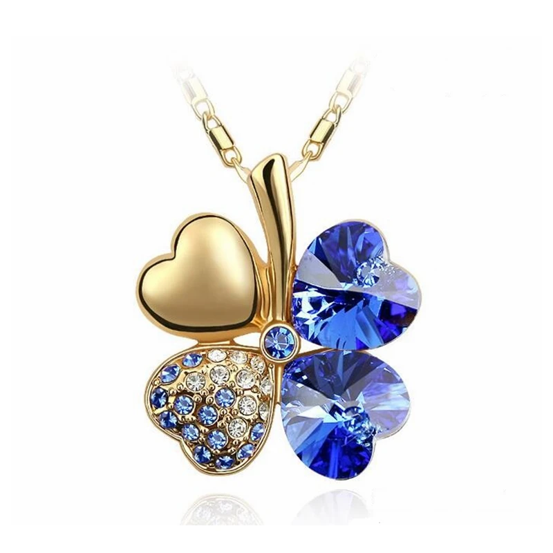 Labekaka ожерелье в форме сердца синие Подвески виде четырехлистного клевера