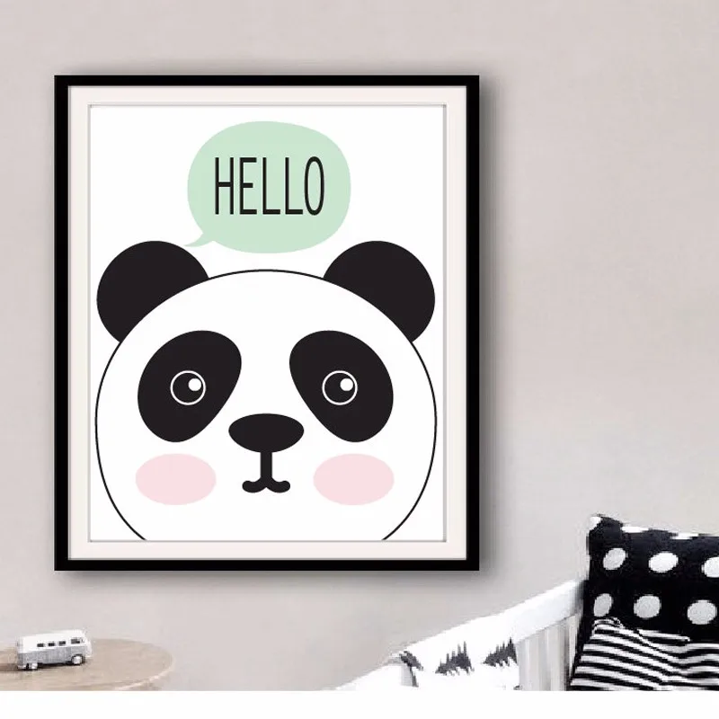 Художественный Рисунок Hello Panda детский настенный парусиновый рисунок с пандой