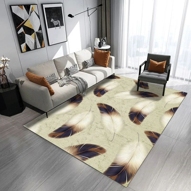 Современный Цвет с узором в виде перьев 3D ковры для Гостиная Спальня коврики