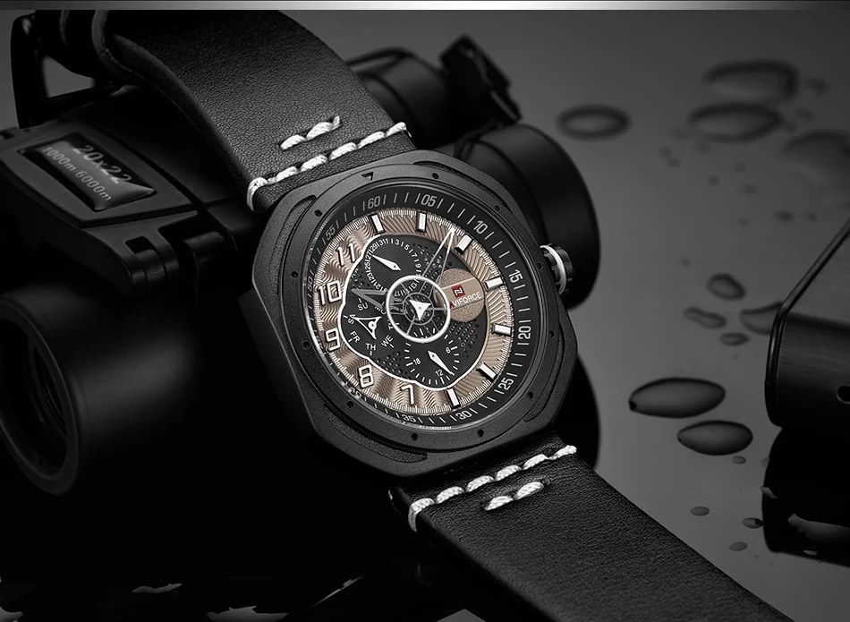 Топ люксовый бренд NAVIFORCE мужские модные спортивные аналоговые Мужские часы из натуральной кожи водонепроницаемые кварцевые наручные часы Masculino