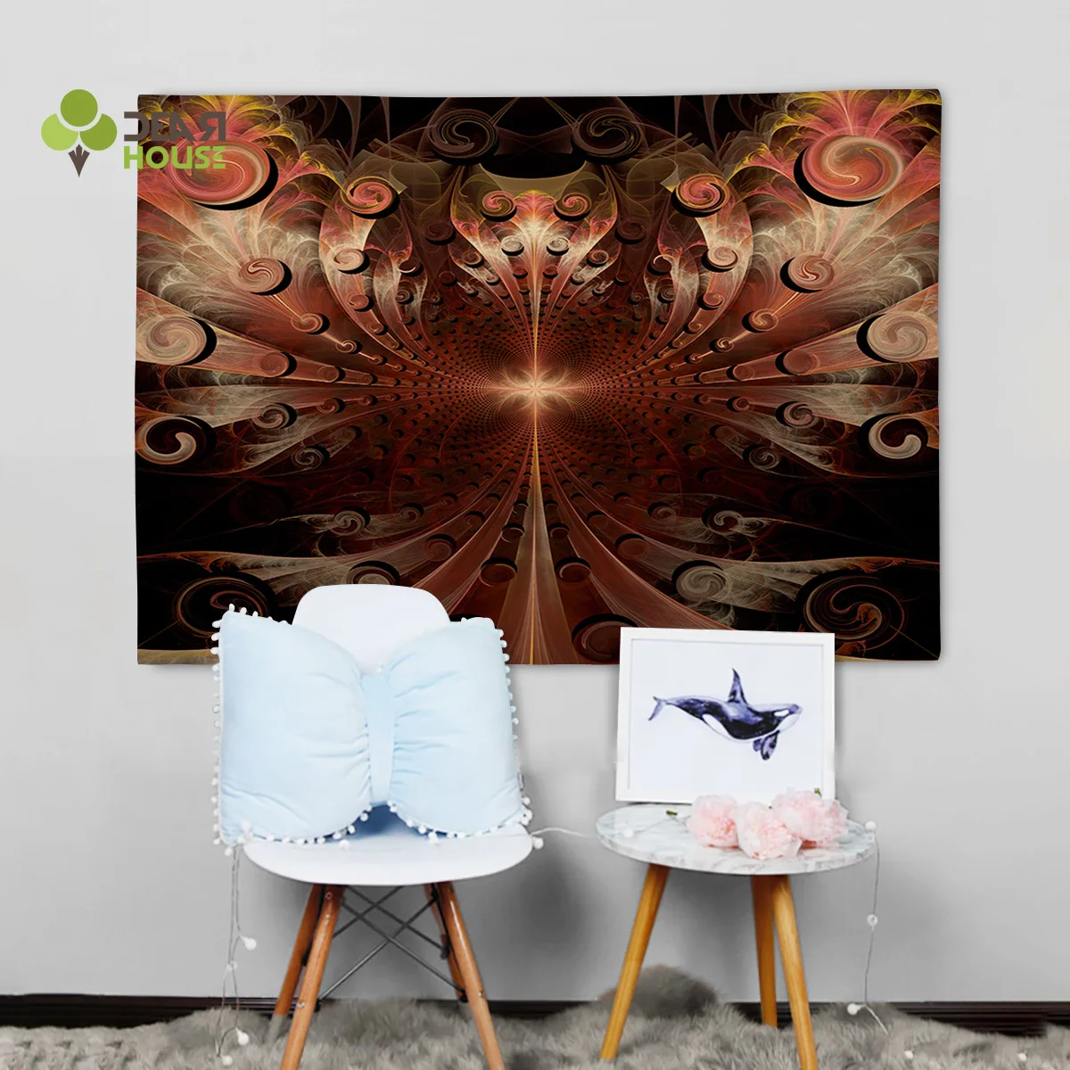 Dearhouse Fractal Art Red Bedspread Wall Coverlet Tapestry Blanket Curtain Sheet Scarf Towel Throw Hypoallergenic | Дом и сад