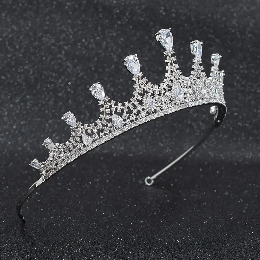 

Cubic Zirconia Wedding Bridal Big Tiara Crown Women Girl Prom Hair Jewelry Accessories Real Platinum Plated CH10285