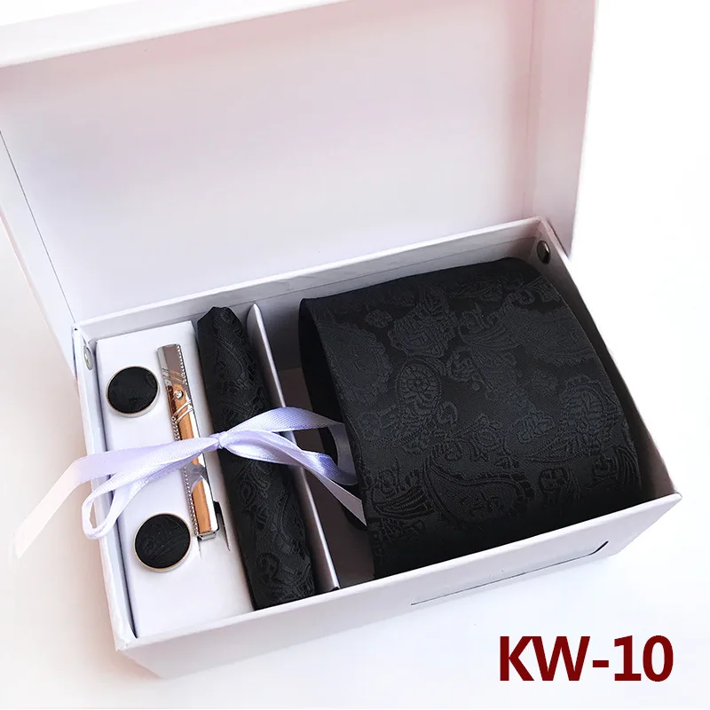 KW10 8 см стрелы Пейсли Цветочный мужской галстук свадебные мужские s Галстуки Gravata бизнес мужской Галстук Зажим Для носового платка запонки Подарочная коробка Упаковка - Цвет: KW10