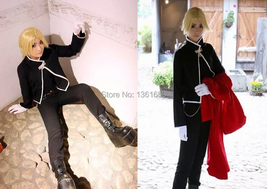 

full metal Alchemist cosplay for adult Black Edward costume halloween party dress for men and women