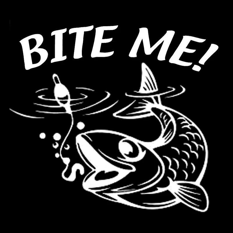 

17.8cm*16cm Bite Me Fish And Crook Car-Styling Stickers Decals Vinyl S4-0092