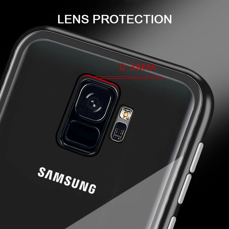 Металлический магнитный чехол для samsung Galaxy A50 A70 A30 A20 A10 A60 чехлы с закаленным стеклом для samsung A6 J6 J4 Plus A9 A7 A8