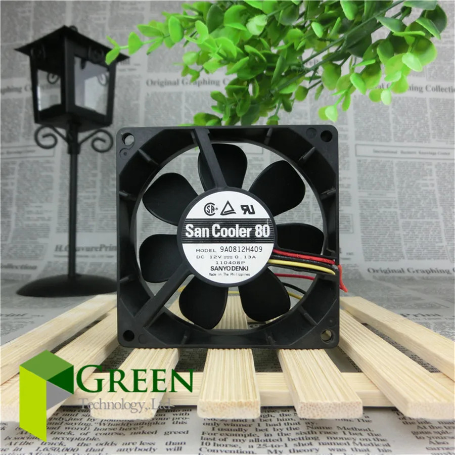 Оригинальный кулер SANYO DENKI San 80 вентиляторов 12 В постоянного тока 0 13a 9A0812H409 мм 8 см