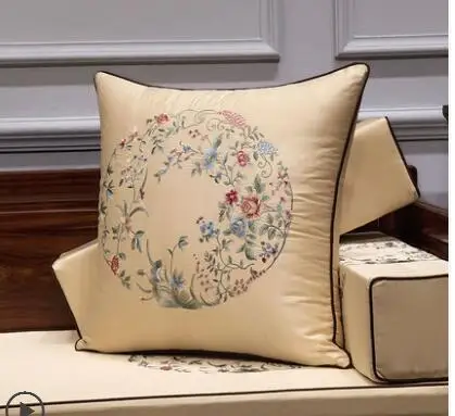 Китайская вышитая наволочка винтажная Классическая атласная для задней подушки