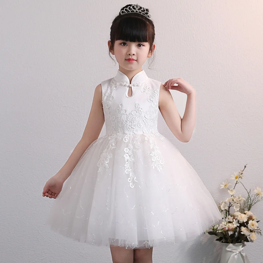 Beautiful Cheongsam Little Girls Clothes Baby Qipao Dress for Brithday Party Kids Princess Performance Formal Wedding Costumes | Детская
