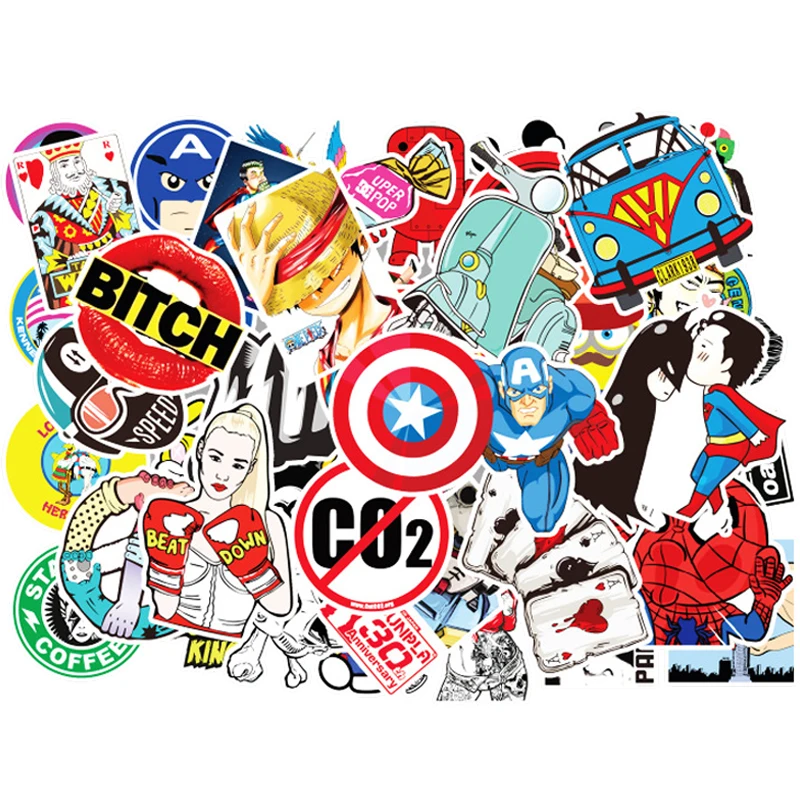 50 шт./упак. водостойкий цельный модный стиль граффити наклейки на мобильный