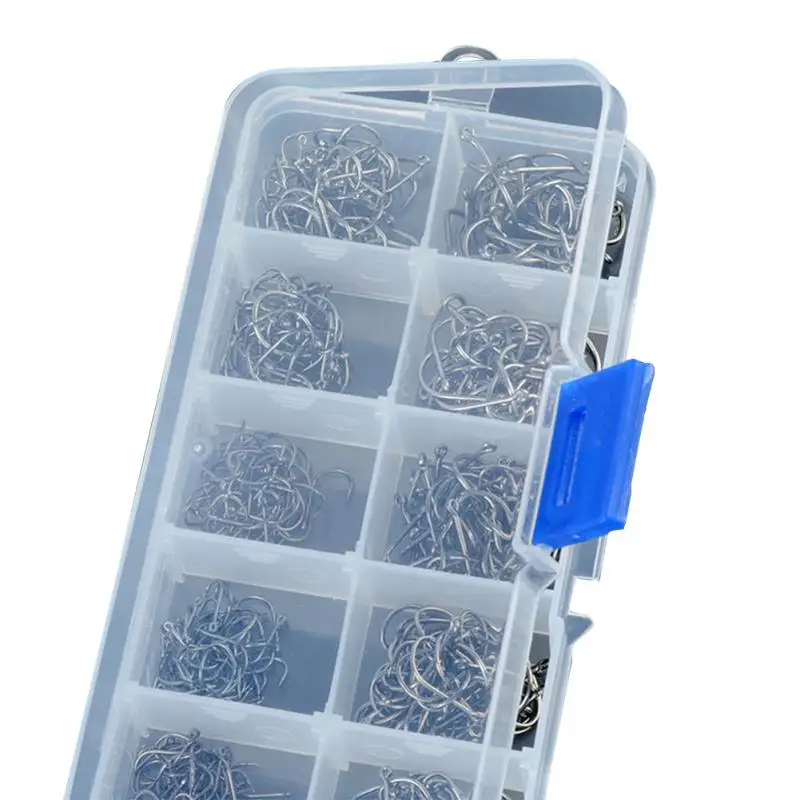 

Fishing Tackle Box 500 Pcs/Lot 3# -12# Carbon Steel Fishing Hook Durable Head Fishing Hooks with Hole Carp 2017