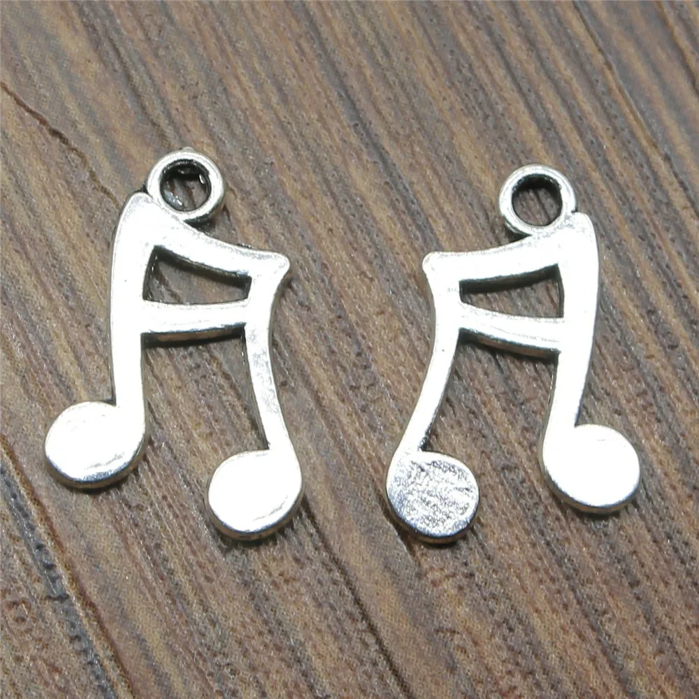 

20pcs Charms Musical Note 0.7x0.4 Inch (17x11mm) Antique Silver Color Pendant Charms For Jewelry Making DIY Jewelry Accessories