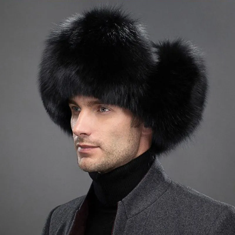 Winter real fox fur hat for men natural raccoon fur hat protect ear warm enough high quality hot sale