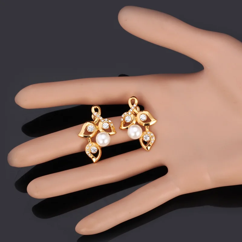 Kpop High Quality Simulated Pearl Beads Earring For Women Gold Color Rhinestone New Design Earrings Fashion Jewelry Brand E612 | Украшения
