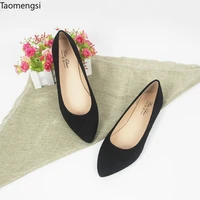 taomengsi pointed fashionable shallow flat sole womens large shoes 41 43 44 small shoes 31 33 34 pregnant womens black shoes