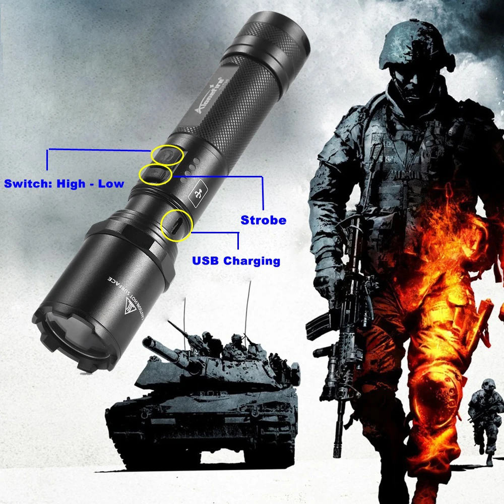 Светодиодный фонарик AloneFire TK700 Cree L2 перезаряжаемый от usb для поиска и полиции