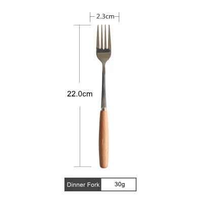 C-Dinner Fork Столовые приборы из нержавеющей стали с деревянной ручкой столовая Вилка десертная ложка нож кофе чайная ложка фрукты кухонные вилки Аксессуары для посуды - Цвет: C-Dinner Fork
