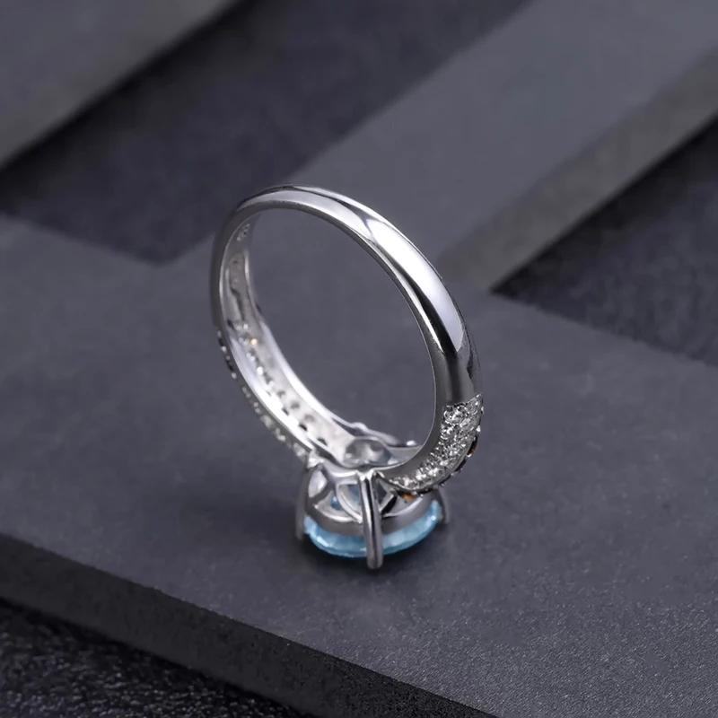Женские винтажные кольца с небесно голубым топазом однотонные серебряные
