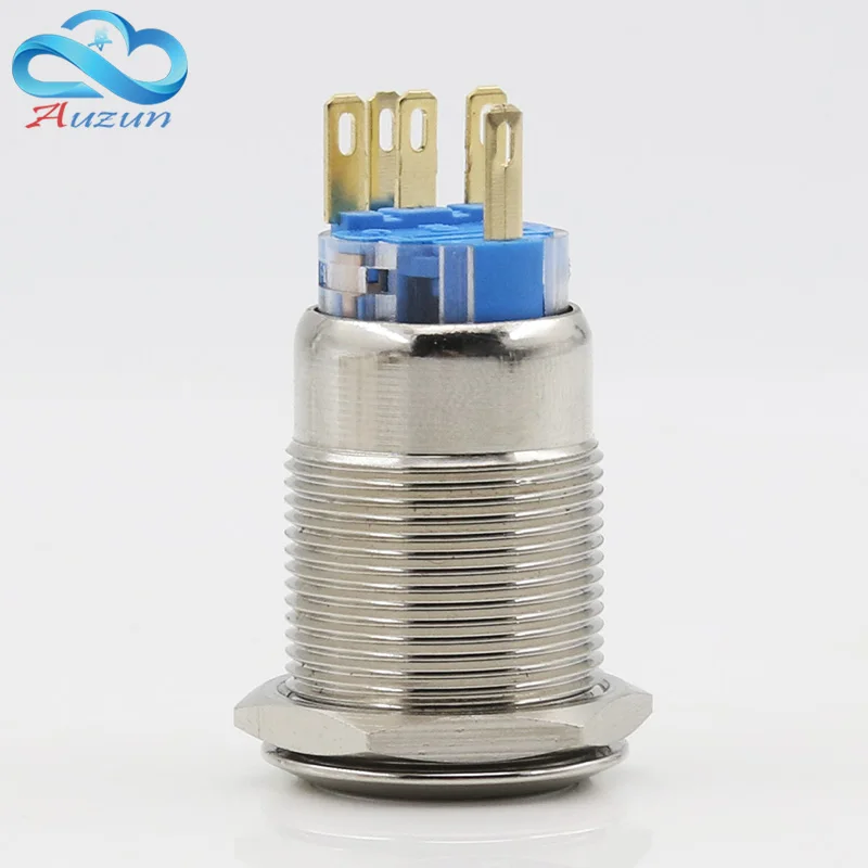 19MM Self-Locking Metal Button Switch Engine Start Power Source 3A Current Copper Plated Nickel Waterproof Can Be Customized |