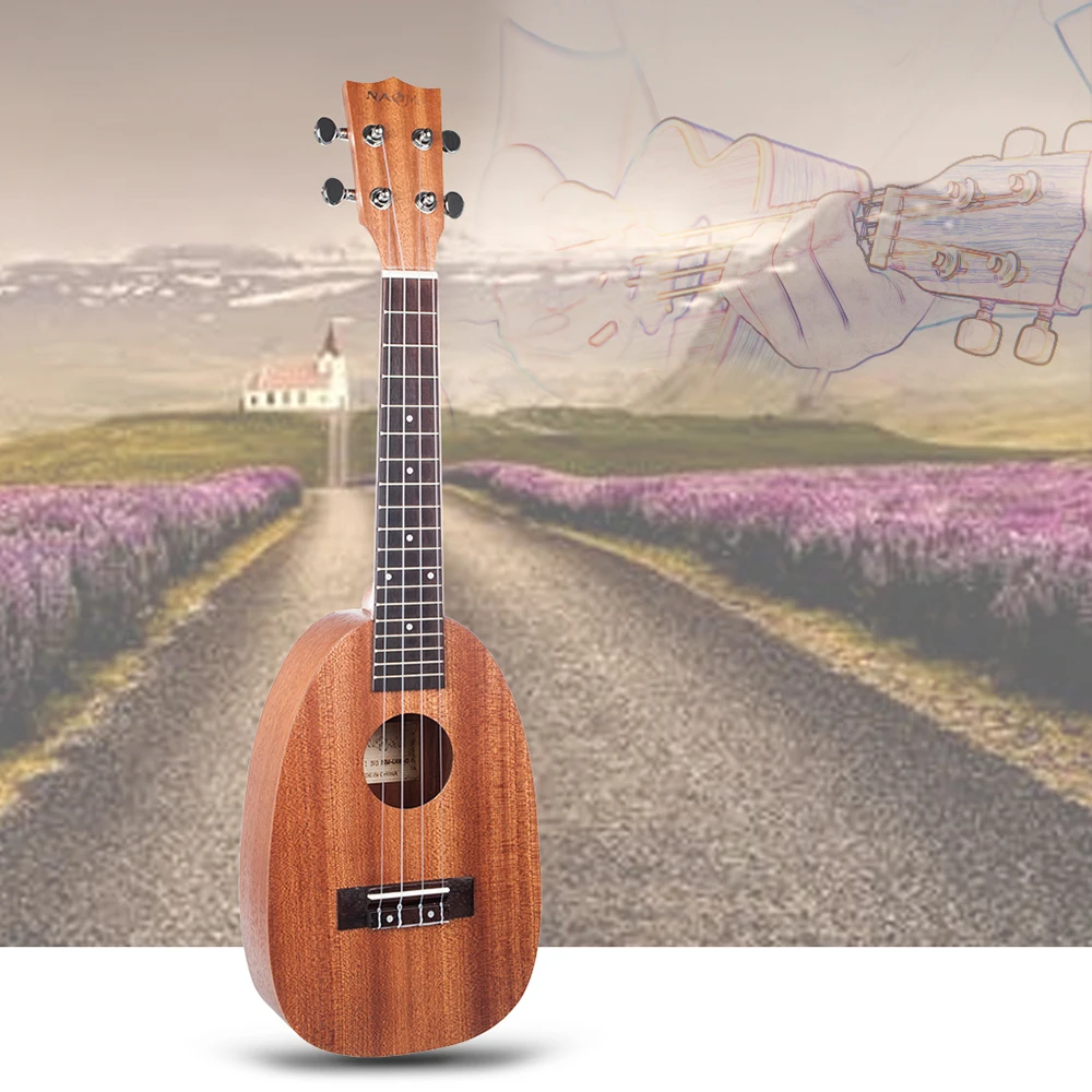 Наоми 26 дюймов укулеле форма ананаса Sapele Topboard задняя панель пластиковая гайка порожек из розового дерева Ukeleles для малышей детей начинающих