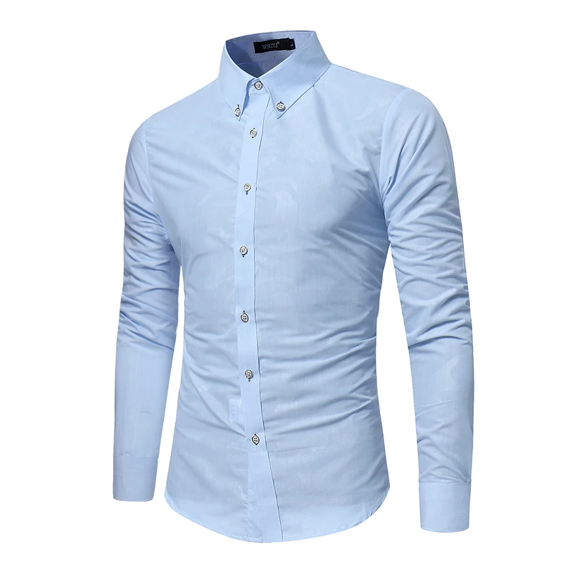 Новый бренд 2018 Для мужчин рубашка 3 цвета платье с длинным рукавом Slim Fit Camisa masculina