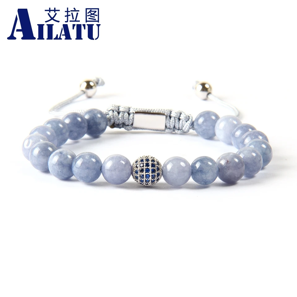 Ailatu бренд ювелирных изделий оптом 8 мм натуральный синий и белый Howlite мраморный