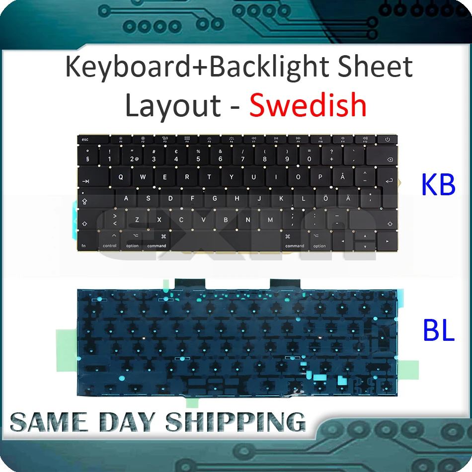 Настоящая шведская клавиатура A1708 для Apple Macbook Pro 13 ''A1708 с Blacklight Sweden Standard 2016