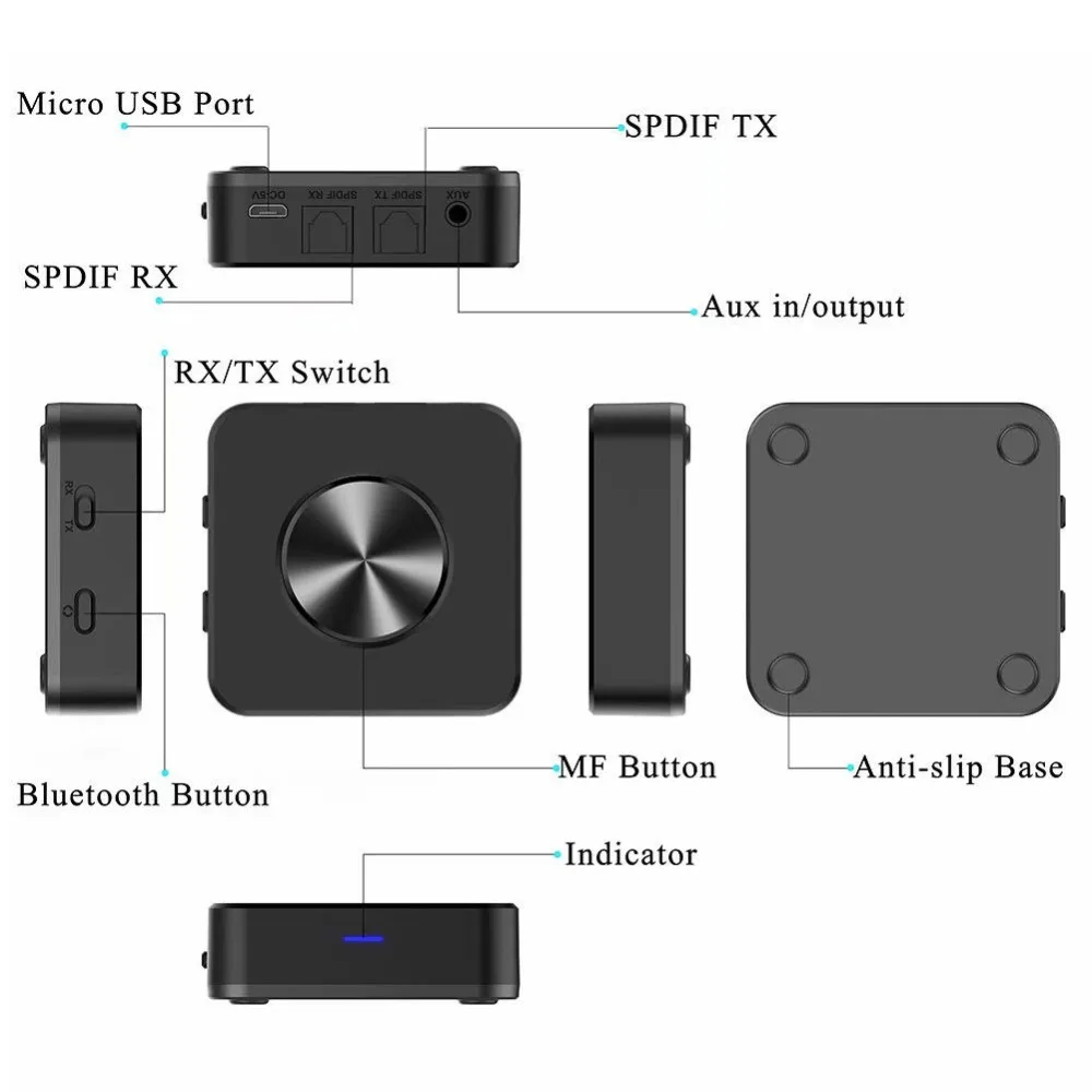 Bluetooth 5,0 передатчик и приемник на большие расстояния 2 в 1 Беспроводной 3,5 мм аудио адаптер Aptx HD LL оптический SPDIF RCA TV адаптер