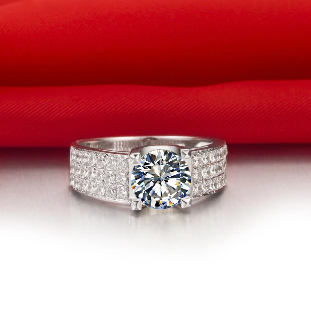 Женское кольцо с бриллиантом 18 K белое золото 1 карат из стерлингового серебра 925