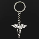 Модное кольцо для ключей, металлический брелок для ключей, ювелирные изделия, античная бронза, серебро, Кадуцей, Медицинский символ Md 40x40 мм, кулон