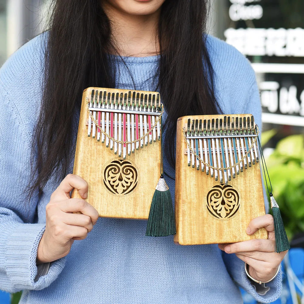Ампулы Kalimba Mbira игрушечное пианино Sanza 17 клавиш из цельного дерева палец