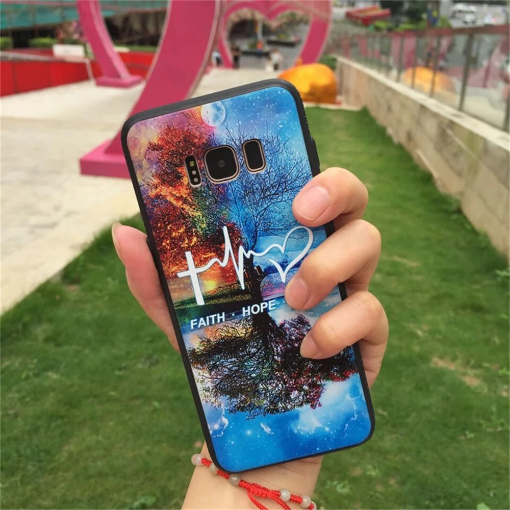Relief Retro Colorful Pattern Case For Samsung Galaxy S8 S9 A8 J7 Plus Note8 J5P Prime 2016 J3 J5 Pro soft silicone case |