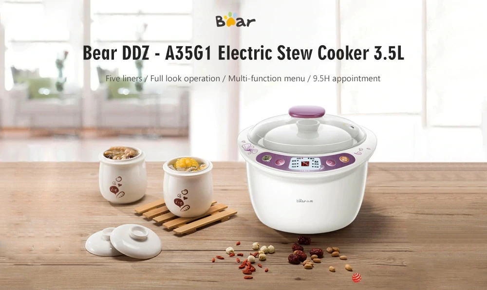 YOUPIN Bear DDZ-A35G1 500 л/Вт многофункциональная электрическая тушеная плита, кухонная электрическая Пароварка с 5 плитой