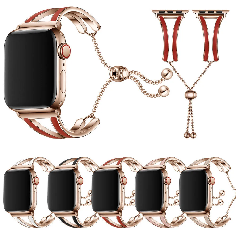 Браслет из нержавеющей стали для Apple Watch SE Band металлический ювелирный браслет iWatch