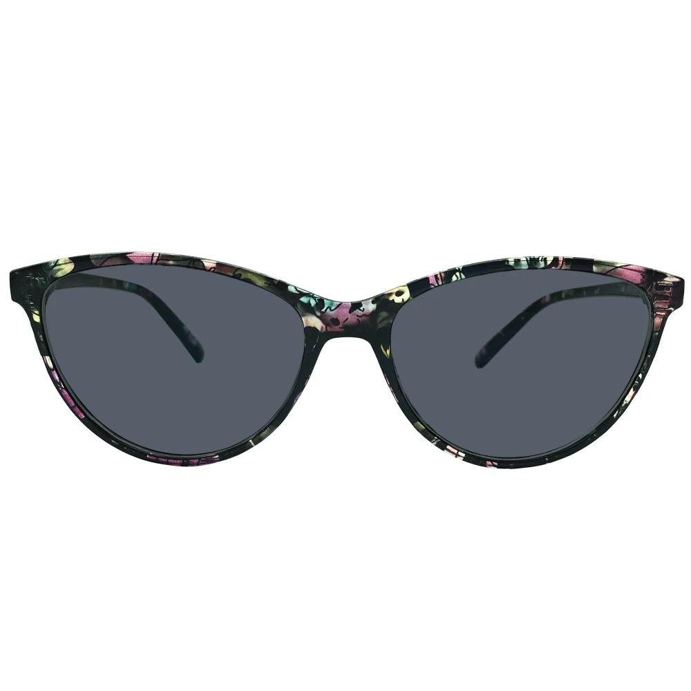 

Womens Tinted Grey Polarized Cateye Floral Frames Distance Glasses Myopia Shortsighted Cat Eye Ladies Prescription Sunglasses