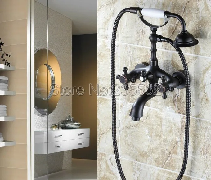Смесители для ванны Черный Масляный латунный Смеситель ванной комнаты настенное