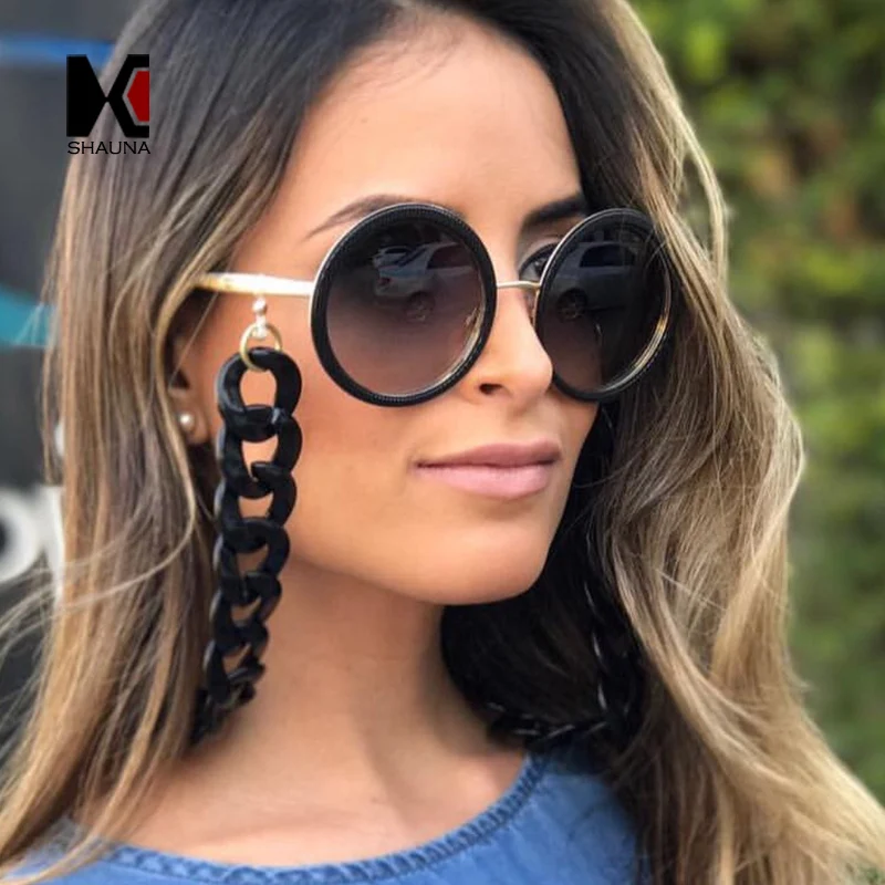 SHAUNA Ретро 70 см очки цепи модные черные белые ремешки 37 г