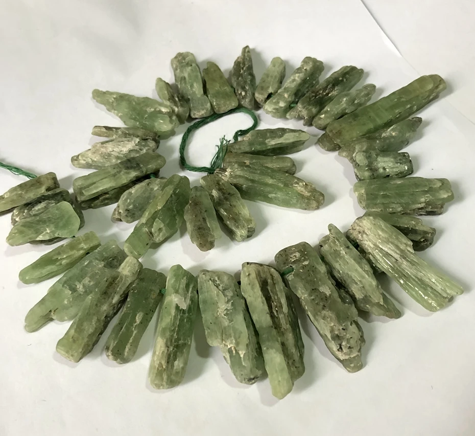 Natural Green Kunzite Long Chip Beads,Raw Kyanite Nugget Beads,Stone Pendant Necklace Bead,Large Strand 15.5"(1000Ct